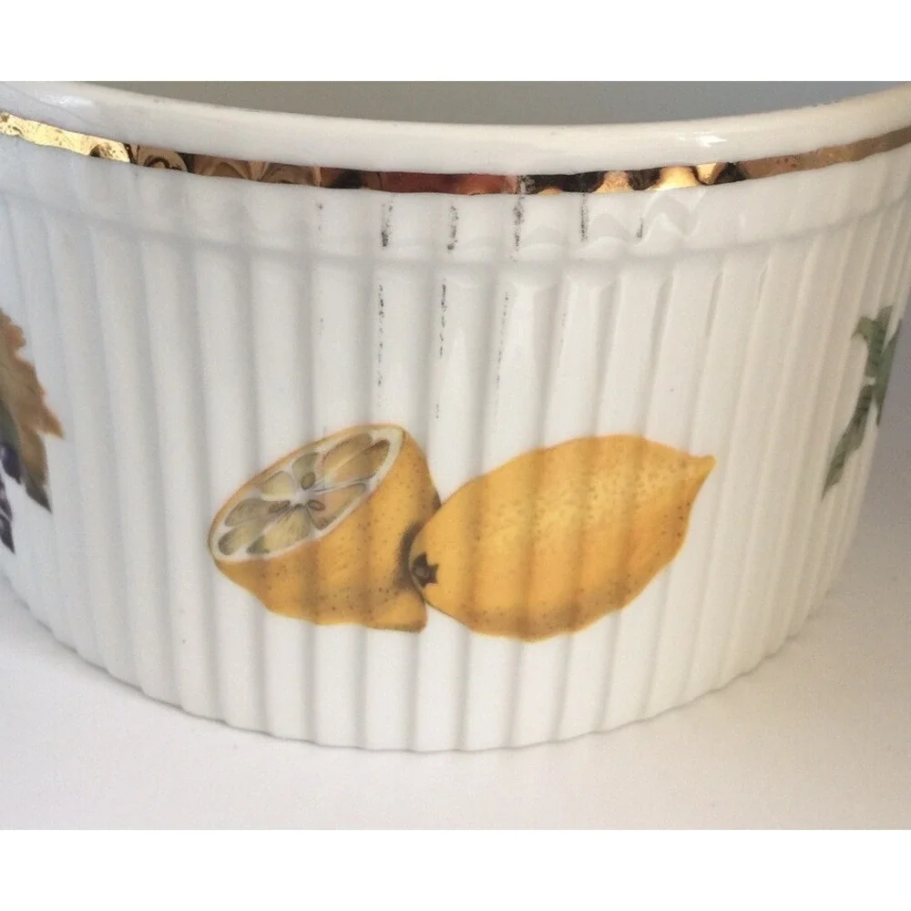 Royal Worcester Porcelain Fire Proof Souffle Bowl Evesham Gold England 7